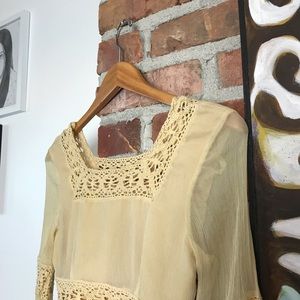 Vintage Silk & Crochet Top